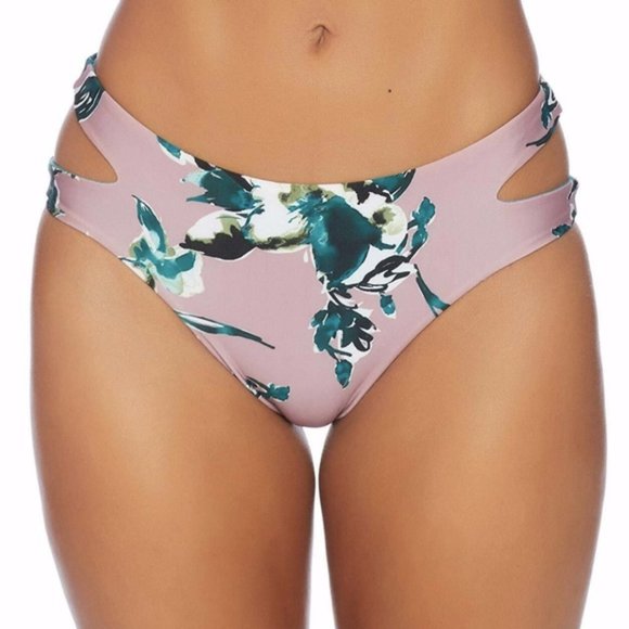 NWOT Splendid Watercolor Floral Reversible Side Cutout Detail Bikini Bottom S - Picture 1 of 2